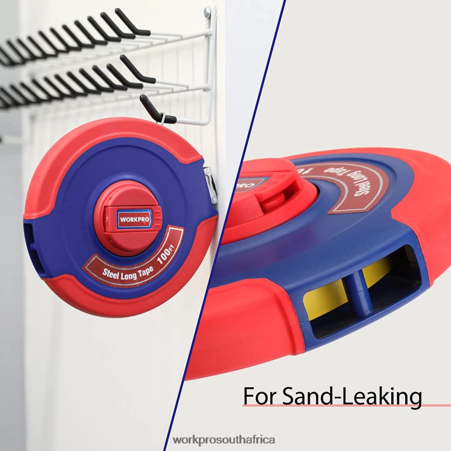 ZA WORKPRO 100 FT Tape Measure, Closed Reel Steel Long Tape with Foldable Handle, Shock-Resistant Case New 4B8V2T106 Tool
