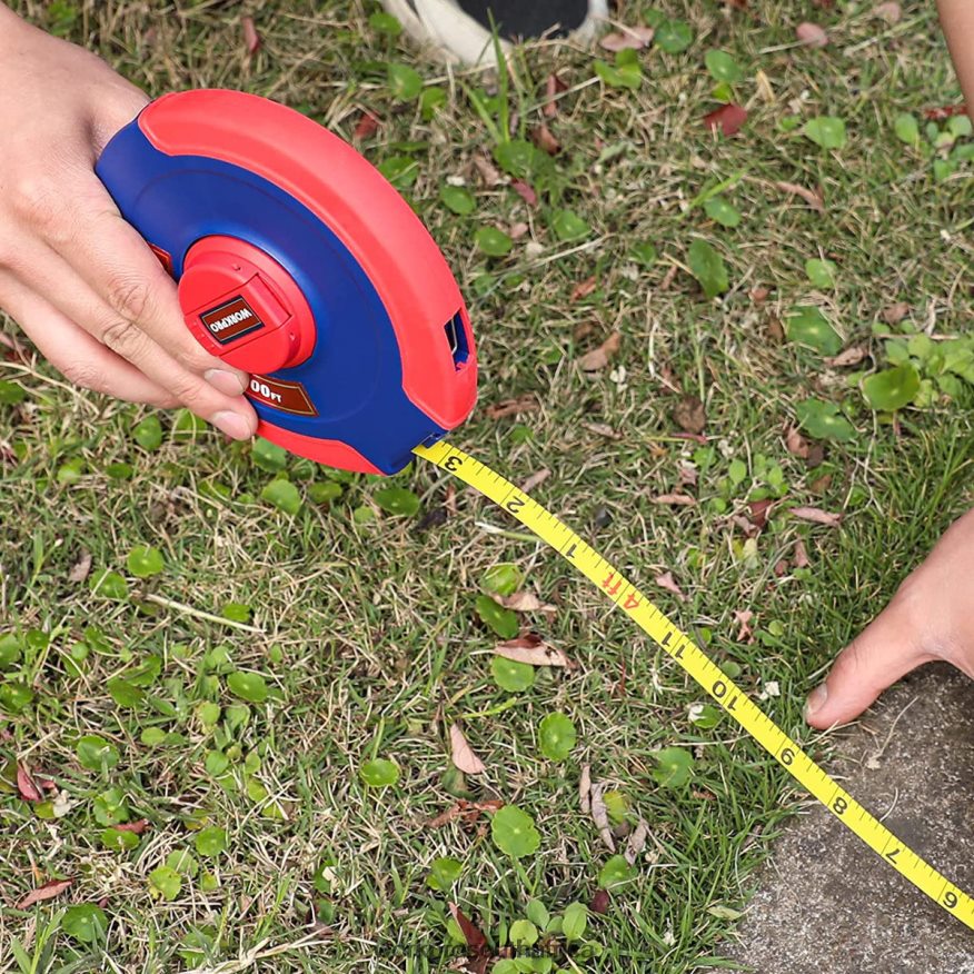 ZA WORKPRO 100 FT Tape Measure, Closed Reel Steel Long Tape with Foldable Handle, Shock-Resistant Case New 4B8V2T106 Tool