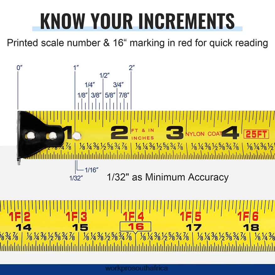 ZA WORKPRO Auto-Lock Tape Measure 25 FT Useful 4B8V2T111 Tool