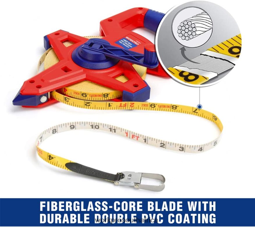 ZA WORKPRO Open Reel Tape Measure with Double Nylon Coated Fiberglass Blade, 100 Feet New 4B8V2T109 Tool