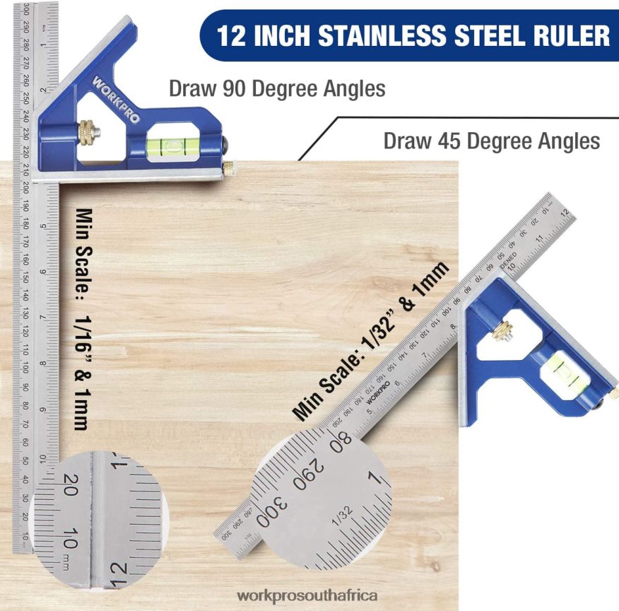 ZA WORKPRO Rafter Square and Combination Square Tool Set Useful 4B8V2T104 Tool