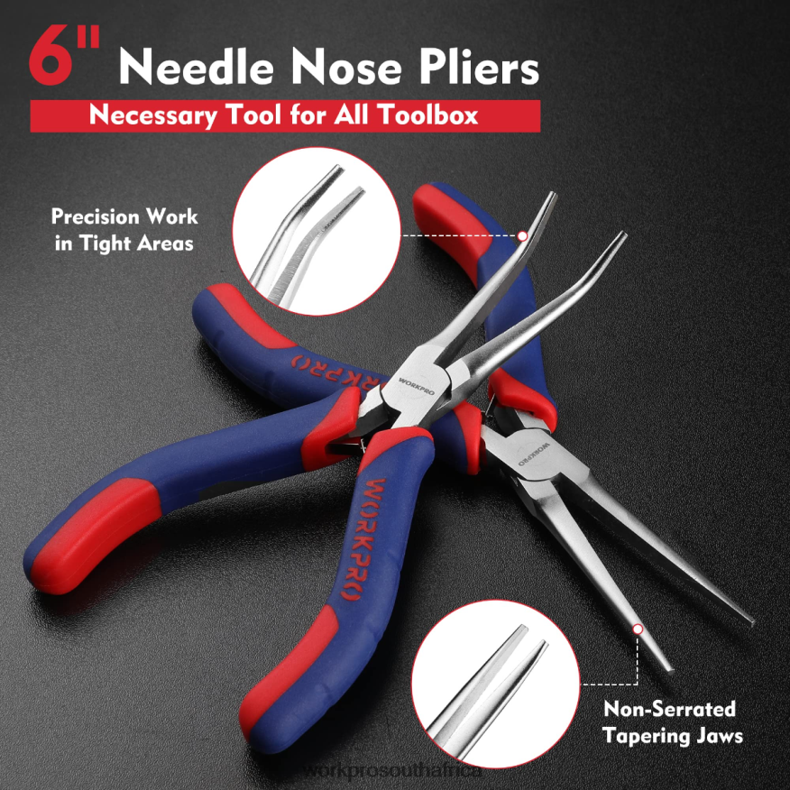 ZA WORKPRO 2-Pcs Mini Needle Nose Pliers Set, Long Nose Pliers, Bent Nose Pliers Morden 4B8V2T73 Tool