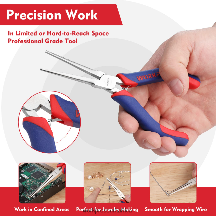 ZA WORKPRO 2-Pcs Mini Needle Nose Pliers Set, Long Nose Pliers, Bent Nose Pliers Morden 4B8V2T73 Tool