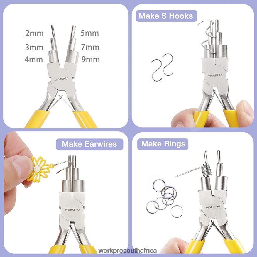 ZA WORKPRO 5 Pcs Jewelry Pliers, Jewelry Tools Includes 6 IN 1 Wire Loop Pliers, Nylon Nose Pliers, Bent Nose Pliers, Pointed Tweezers, Curved Tweezers Useful 4B8V2T75 Tool