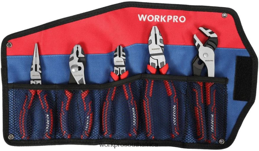 ZA WORKPRO 5 Pcs Premium Cr-V Construction Pliers Set with Storage Pouch Useful 4B8V2T66 Tool