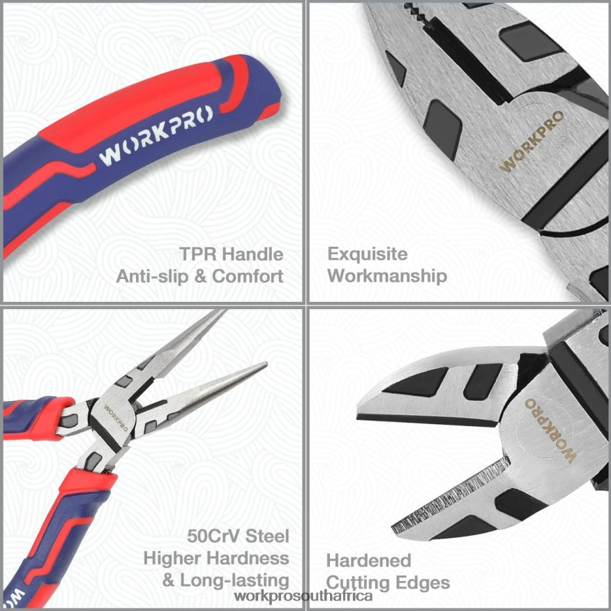 ZA WORKPRO 5 Pcs Premium Cr-V Construction Pliers Set with Storage Pouch Useful 4B8V2T66 Tool