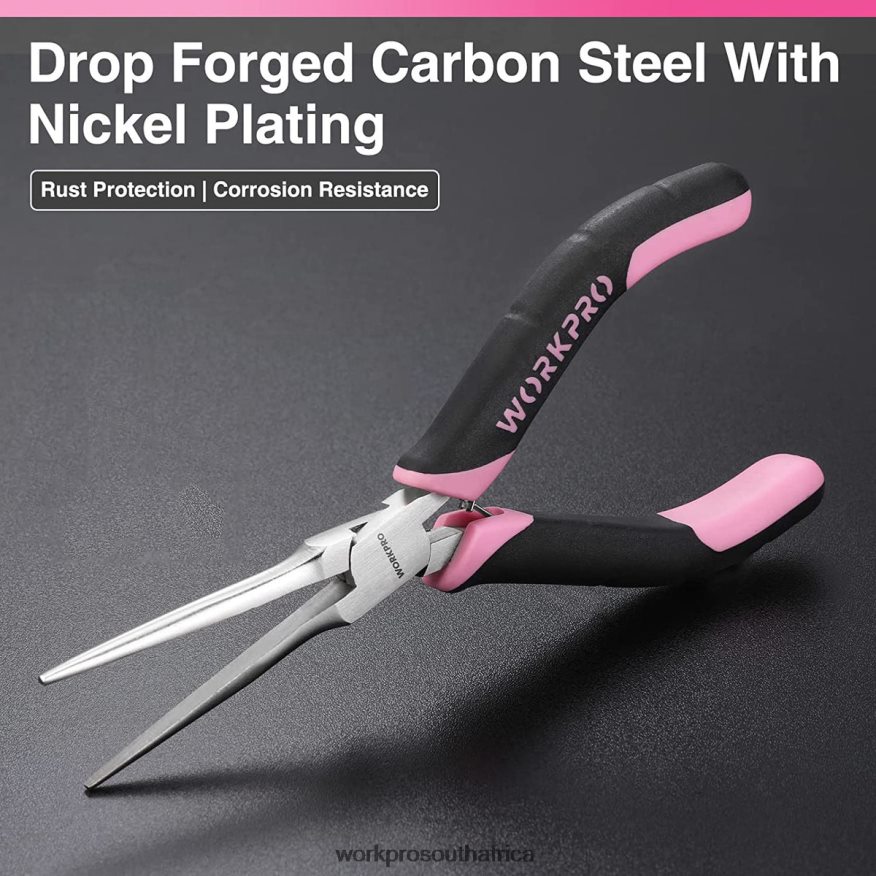 ZA WORKPRO 6 Pcs Mini Pliers Set with Pouch Pink 4B8V2T65 Tool