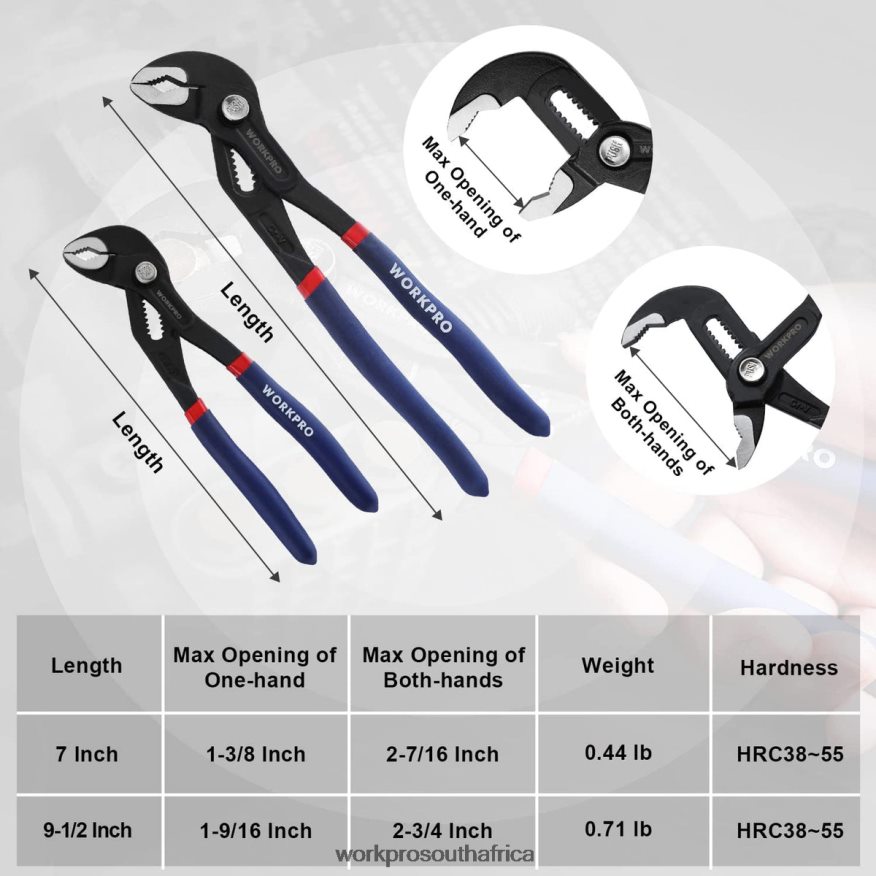 ZA WORKPRO Groove Joint Pliers with Comfort Grip Helpful 4B8V2T71 Tool