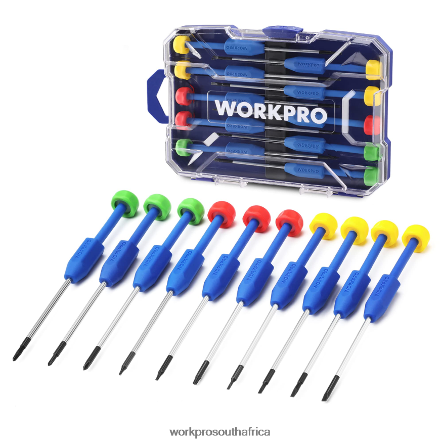 ZA WORKPRO 10-Pcs Precision Screwdriver Set with Case, Phillips, Slotted, Torx Star, Magnetic Screwdriver Repair Tool Kit, Non-Slip Grip New 4B8V2T103 Tool