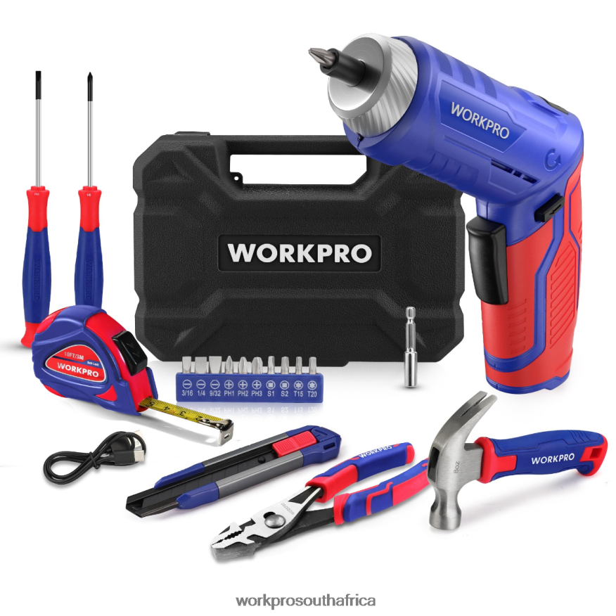 ZA WORKPRO 18 Pcs General Home Tool Kit Pink/Blue 4B8V2T102 Tool