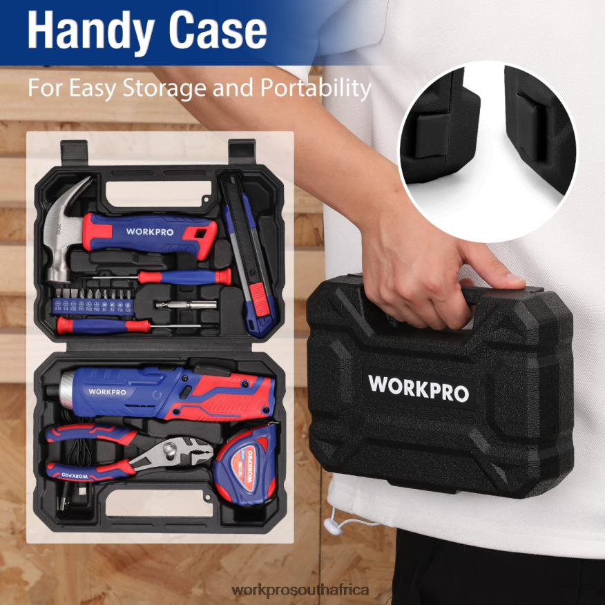 ZA WORKPRO 18 Pcs General Home Tool Kit Pink/Blue 4B8V2T102 Tool