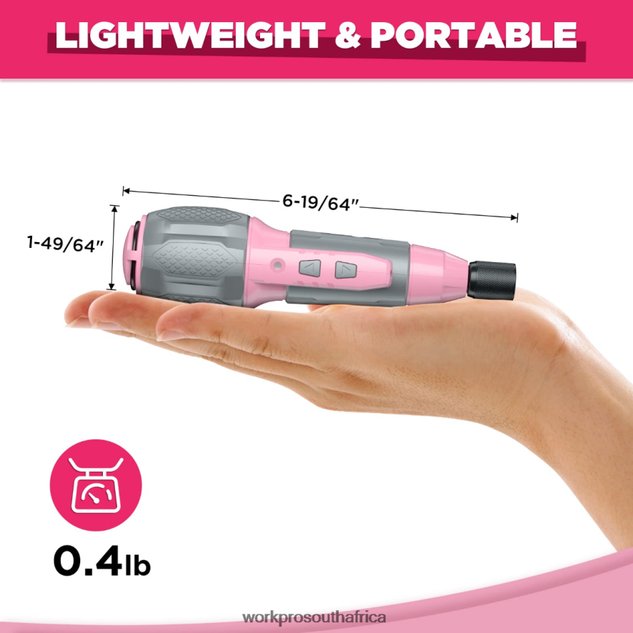 ZA WORKPRO Cordless 4V USB Rechargeable Lithium-ion Battery Screwdriver Kit Pink/White 4B8V2T236 Tool