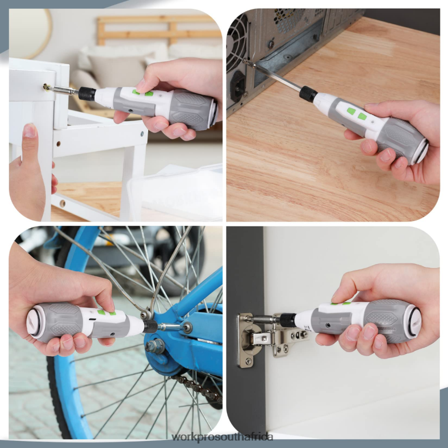 ZA WORKPRO Cordless 4V USB Rechargeable Lithium-ion Battery Screwdriver Kit Pink/White 4B8V2T236 Tool