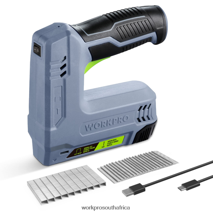 ZA WORKPRO 3.6V 2.0Ah Battery Powered Electric Cordless 2-in-1 Staple and Nail Gun Pink/Gray 4B8V2T265 Tool