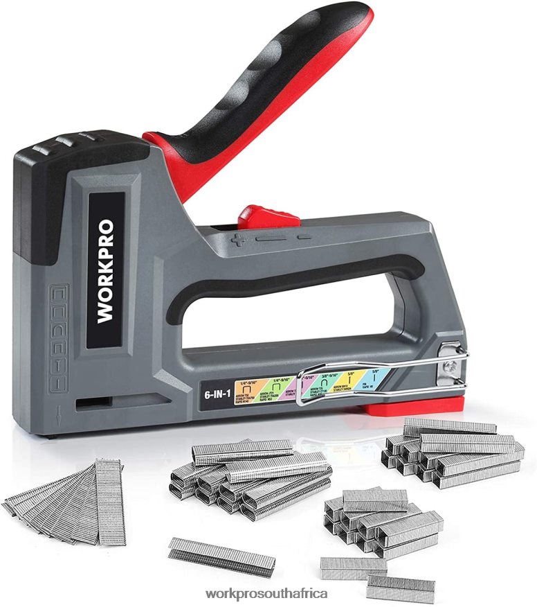 ZA WORKPRO 6-in-1 Manual Brad Nailer Upholstery Stapler Nail Gun Pink/Grey 4B8V2T59 Tool