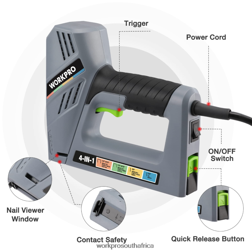 ZA WORKPRO Electric Corded 4-in-1 Nail Gun, Including 3000PCS of Staples and Nails Helpful 4B8V2T60 Tool