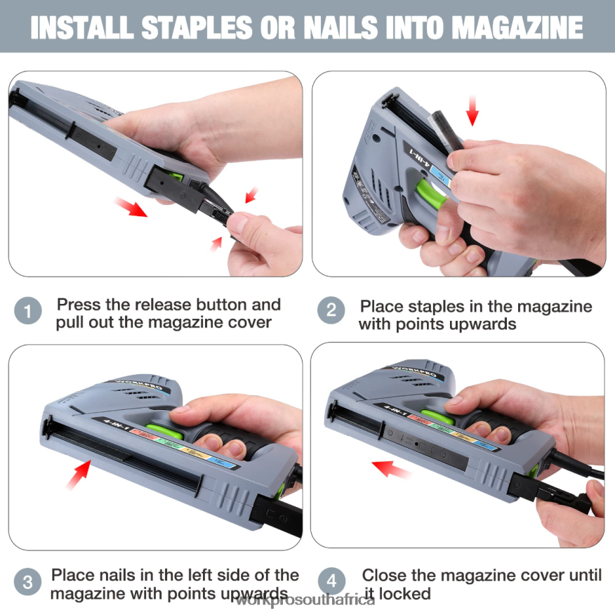 ZA WORKPRO Electric Corded 4-in-1 Nail Gun, Including 3000PCS of Staples and Nails Helpful 4B8V2T60 Tool