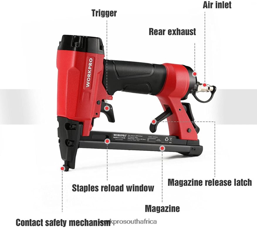 ZA WORKPRO Pneumatic 20 Gauge Staple Gun for Carpentry Woodworking and DIY Projects Useful 4B8V2T61 Tool