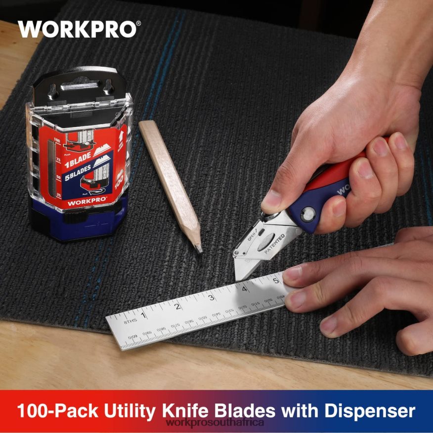 ZA WORKPRO 100 Pcs SK5 Carbon Steel Utility Knife Blades Replacement with Dispenser Red/Pink 4B8V2T49 Tool