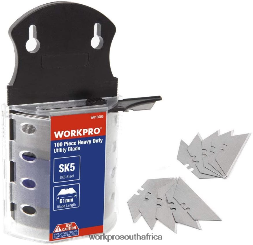 ZA WORKPRO 100 Pcs Utility Knife Blades SK5 Steel with Dispenser Useful 4B8V2T40 Tool