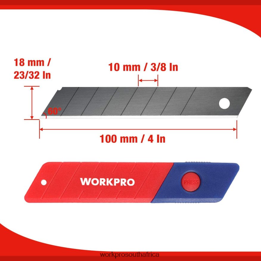 ZA WORKPRO 18mm Snap-off Blades SK5 Steel Replacement Blade Fits Pack of 100 Useful 4B8V2T53 Tool