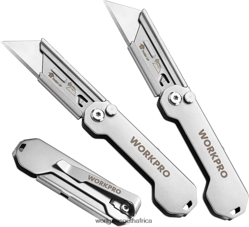 ZA WORKPRO 3 PCS Folding Utility Knife Sets Quick Change Blades Box Cutter Helpful 4B8V2T43 Tool