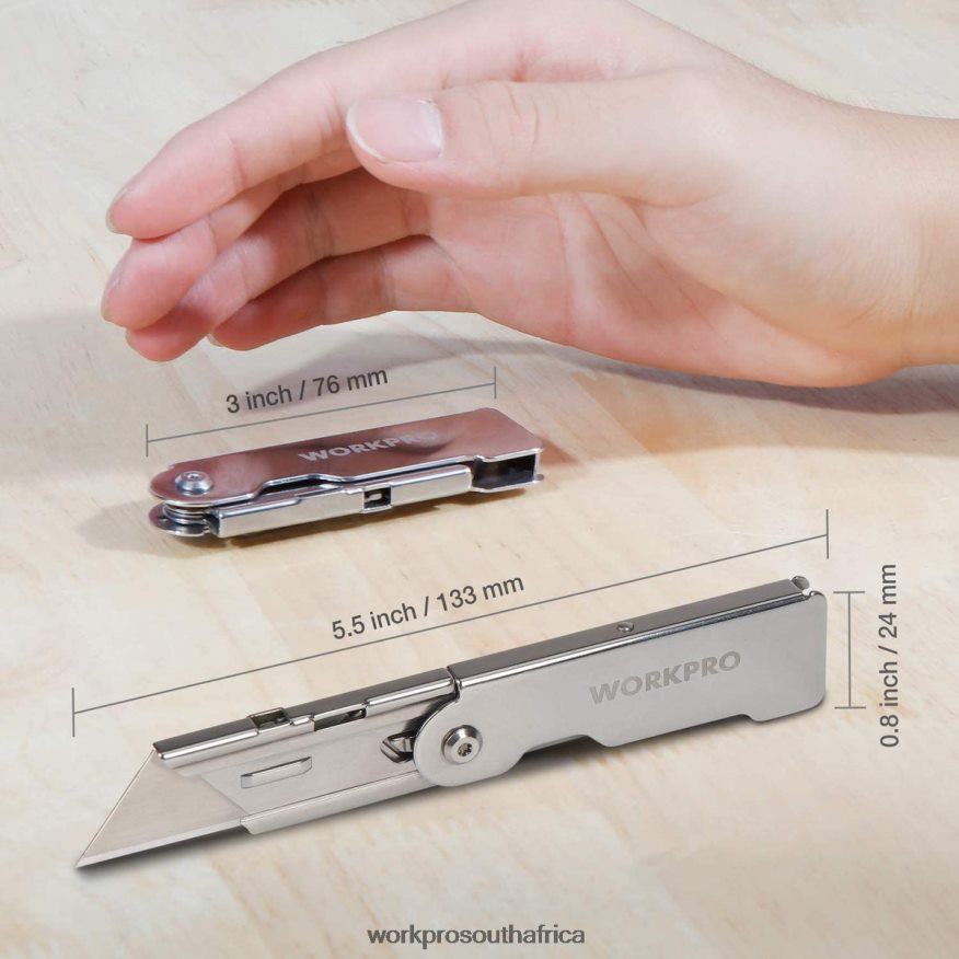 ZA WORKPRO 3 Pcs Quick Change Folding Pocket Utility Knife Set with Belt Clip Morden 4B8V2T45 Tool
