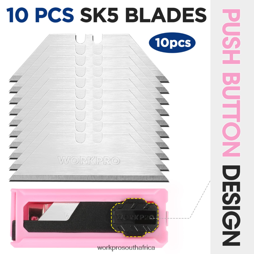 ZA WORKPRO Folding Aluminum Utility Knife, 10 Extra Blades Include Pink 4B8V2T54 Tool