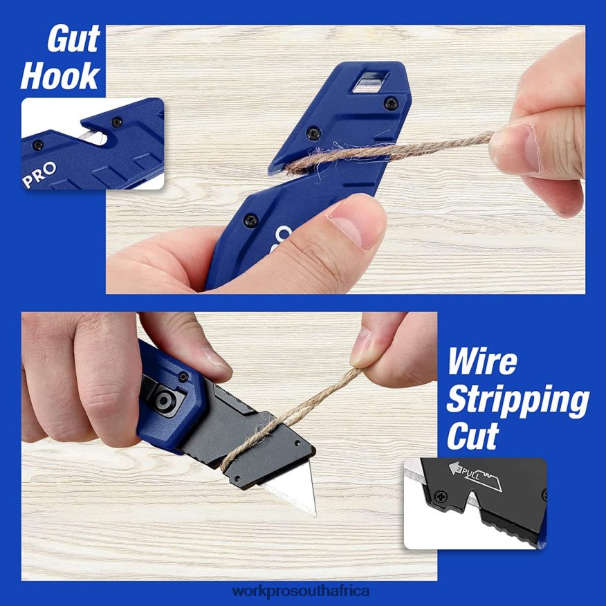 ZA WORKPRO Folding Utility Knife Lightweight Nylon Handle Utility Cutter with 10-piece Extra Blades Red/Blue/Black 4B8V2T38 Tool