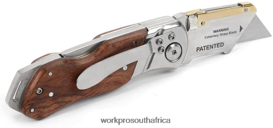 ZA WORKPRO Folding Utility Knife Wood Handle Heavy Duty Cutter Morden 4B8V2T39 Tool