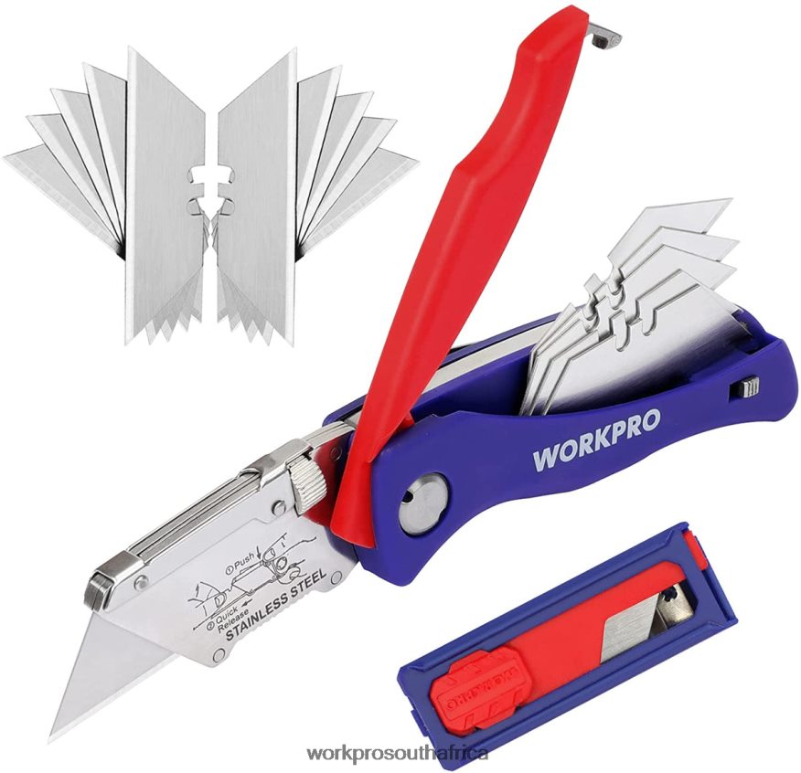 ZA WORKPRO Folding Utility Knife with Back Lock Quick-change Box Cutter with Belt Clip Morden 4B8V2T46 Tool
