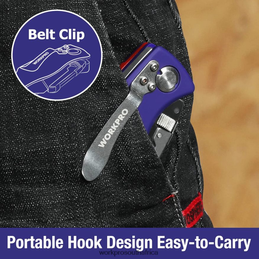 ZA WORKPRO Folding Utility Knife with Back Lock Quick-change Box Cutter with Belt Clip Morden 4B8V2T46 Tool