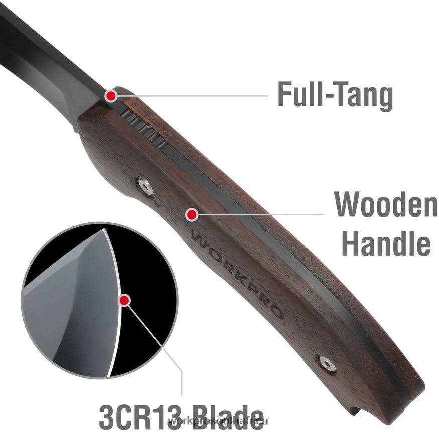 ZA WORKPRO Full Tang Wood Handle Axe and Fixed Blade Knife Combo Set with Nylon Sheath Useful 4B8V2T48 Tool