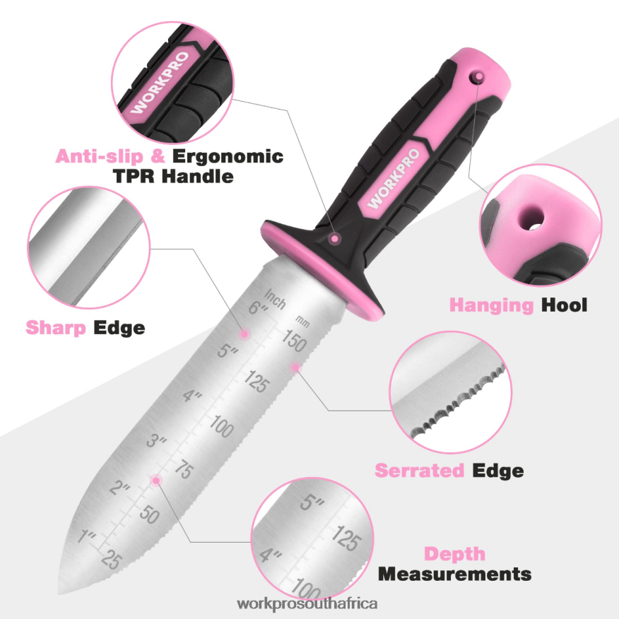 ZA WORKPRO Garden Knife with Oxford Sheath, Stainless Steel Blade with Cutting Edge Green/Pink 4B8V2T283 Tool