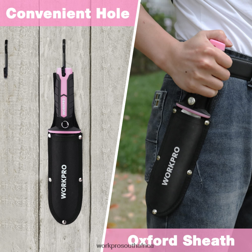 ZA WORKPRO Garden Knife with Oxford Sheath, Stainless Steel Blade with Cutting Edge Green/Pink 4B8V2T283 Tool