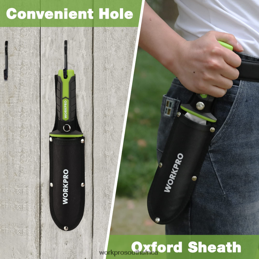 ZA WORKPRO Garden Knife with Oxford Sheath, Stainless Steel Blade with Cutting Edge Green/Pink 4B8V2T283 Tool