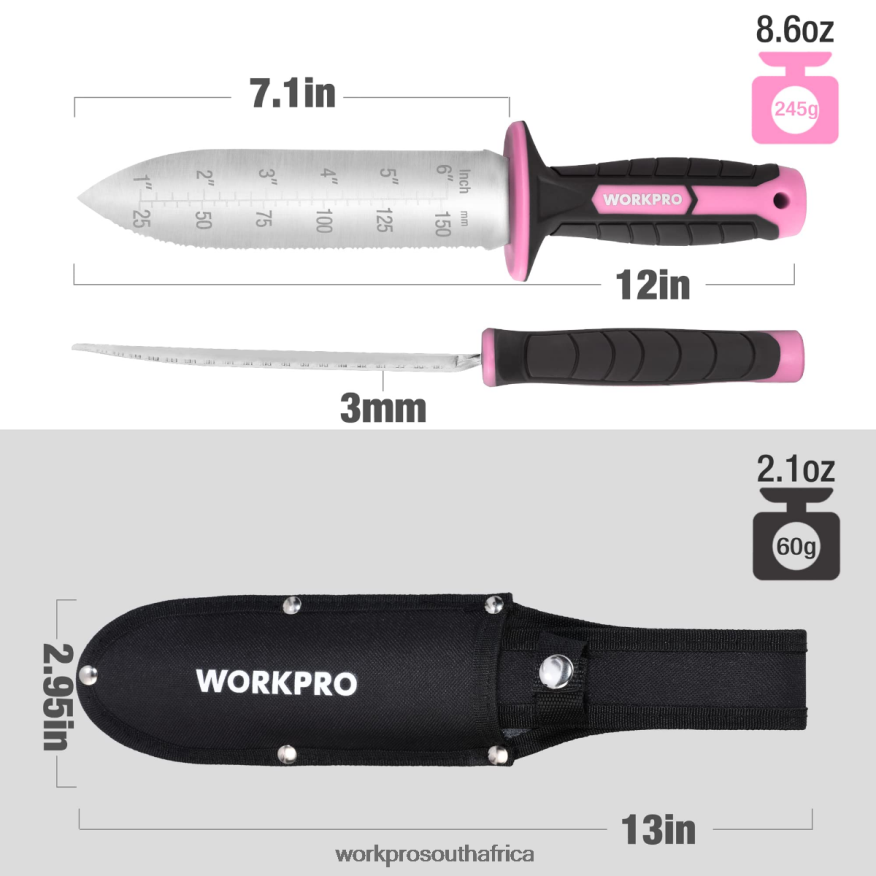 ZA WORKPRO Garden Knife with Oxford Sheath, Stainless Steel Blade with Cutting Edge Green/Pink 4B8V2T283 Tool