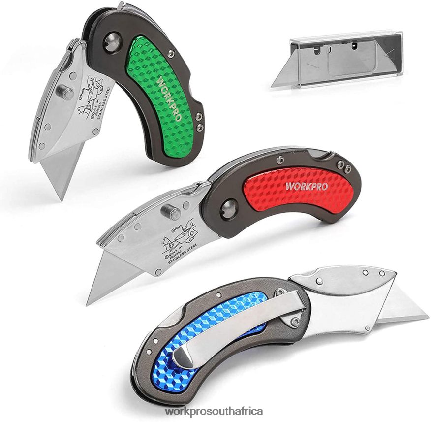 ZA WORKPRO Quick Change Blade Folding Utility Knife Set Morden 4B8V2T42 Tool