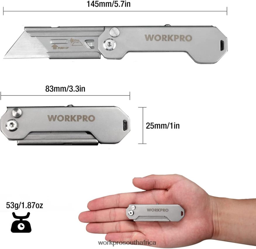 ZA WORKPRO Quick Change Folding Pocket Utility Knife Mini Stainless Steel Folding Knife with Belt Clip New 4B8V2T47 Tool