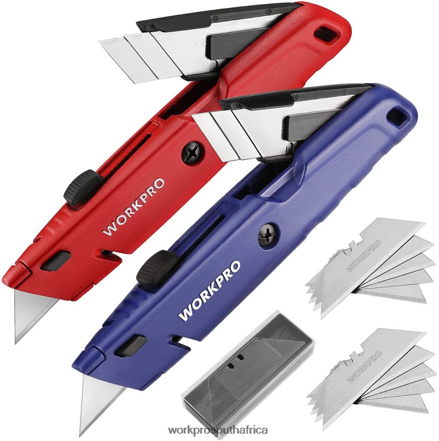 ZA WORKPRO Retractable Utility Knife with Extra Blade Storage, 2 Pack Quick-Change Box Cutters Morden 4B8V2T56 Tool