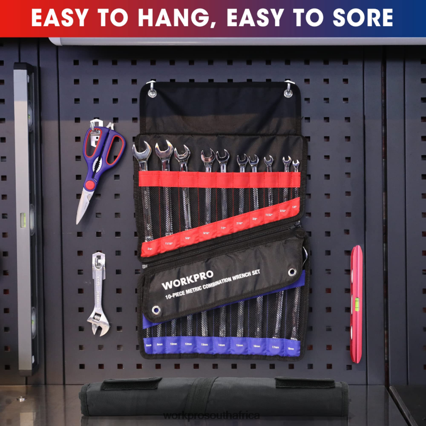 ZA WORKPRO 20 Pcs Metric & SAE Combination Cr-V 12-point Wrench Set Morden 4B8V2T93 Tool