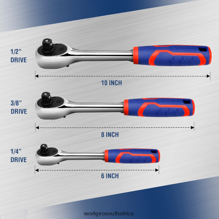 ZA WORKPRO 3 Pcs Ratchet Set, Quick-Release Reversible 72-Tooth 40CR Steel Drive Socket Wrench Helpful 4B8V2T91 Tool