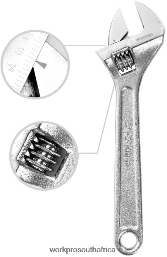 ZA WORKPRO 4 Pcs Adjustable Wrench Forged Heat Treated Chrome-plated Set Useful 4B8V2T84 Tool