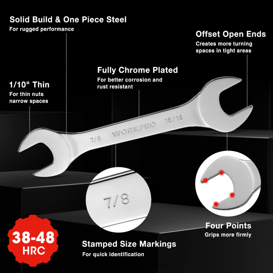 ZA WORKPRO 7 Pcs Metric Super-Thin Wrench Set with Roll-up Organizer Pouch Helpful 4B8V2T96 Tool