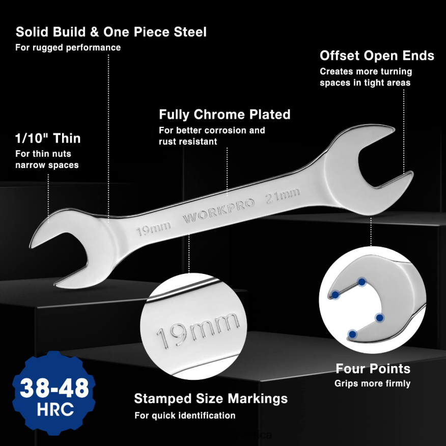 ZA WORKPRO 7 Pcs Metric Super-Thin Wrench Set with Roll-up Organizer Pouch Helpful 4B8V2T96 Tool