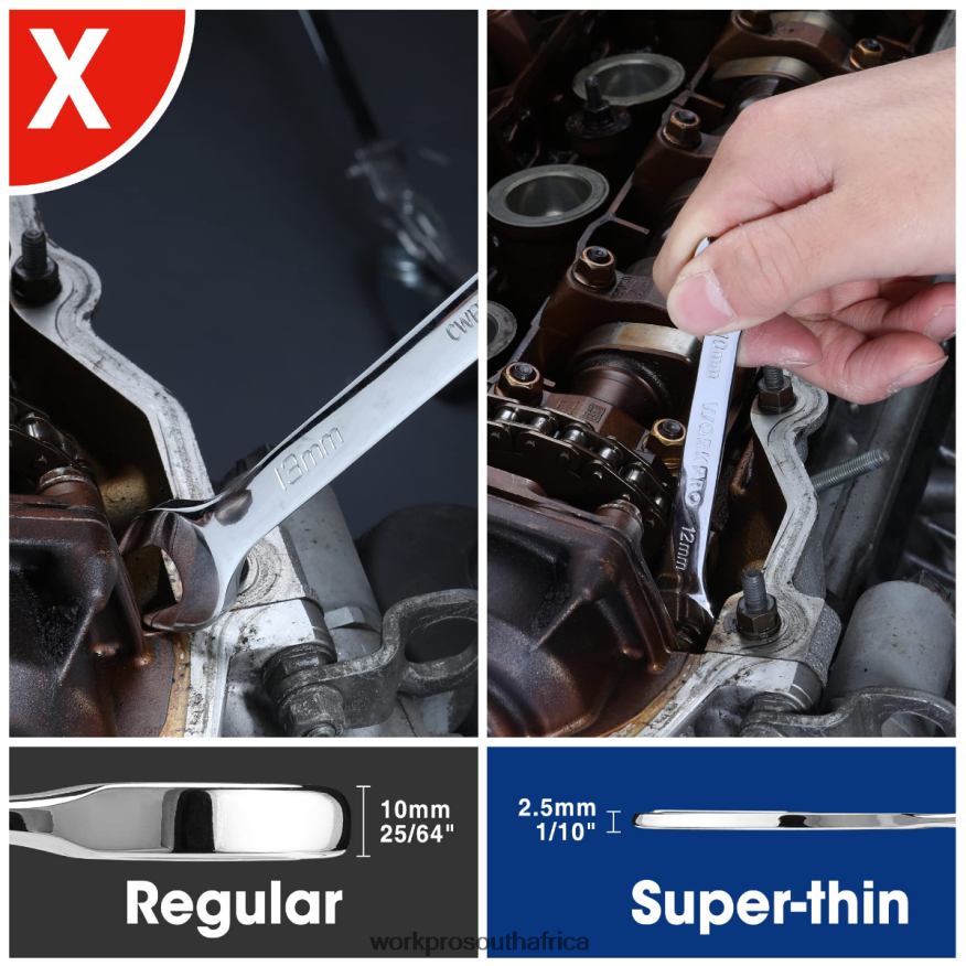 ZA WORKPRO 7 Pcs Metric Super-Thin Wrench Set with Roll-up Organizer Pouch Helpful 4B8V2T96 Tool
