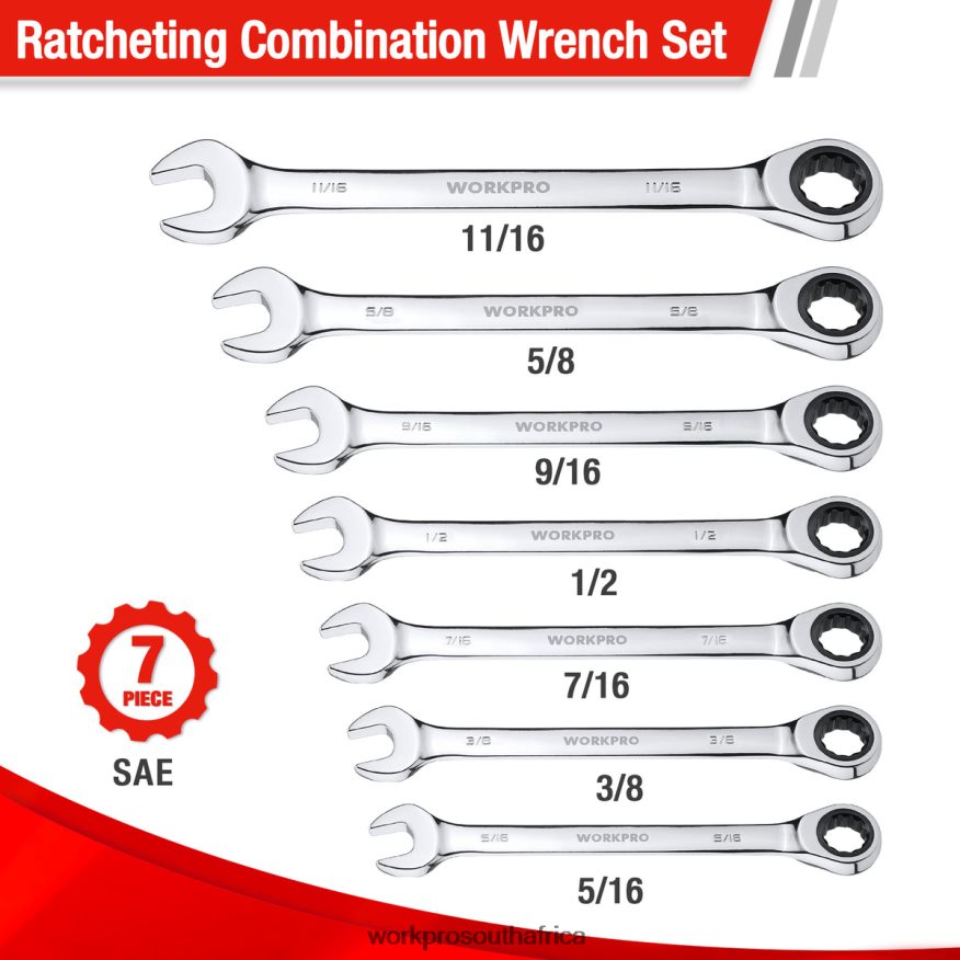 ZA WORKPRO 7-Piece Ratcheting Combination Wrench Set Useful 4B8V2T85 Tool