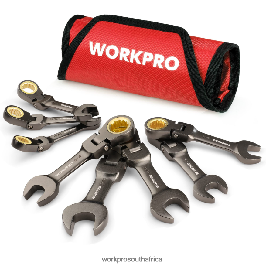 ZA WORKPRO 8 Pcs Flex-Head Stubby Ratcheting Combination Wrench Set New 4B8V2T82 Tool