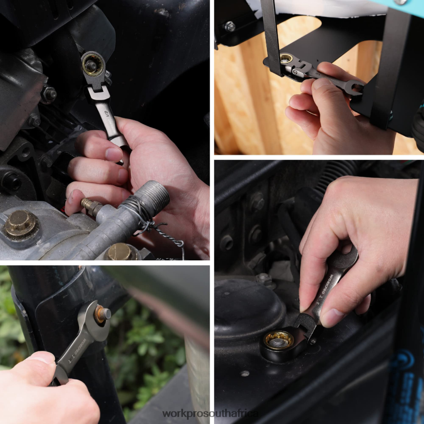 ZA WORKPRO 8 Pcs Flex-Head Stubby Ratcheting Combination Wrench Set New 4B8V2T82 Tool