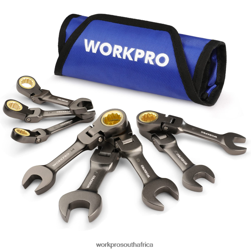 ZA WORKPRO 8 Pcs Flex-Head Stubby Ratcheting Combination Wrench Set New 4B8V2T82 Tool